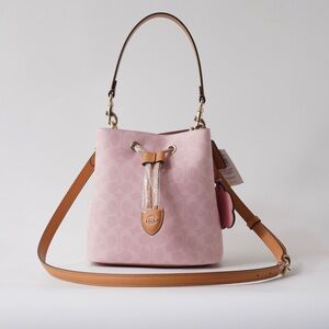 Coach Rowan Bucket Bag Pink Drawstring Shoulder Chic